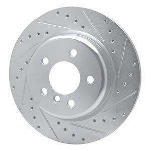 BMW 528I Brake Rotor (1) - Rear Right - R1 Concepts - Drilled & Slotted - Silver - `11-`16